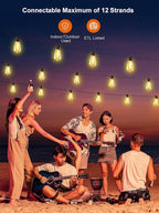 Upgraded LED Outdoor String Lights 105Ft Shatterproof Waterproof ST38 Vintage Edison Bulbs Patio Lights Energy Saving Hanging Outdoor for Christmas Porch Deck Garden Backyard Wedding Party