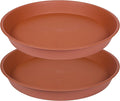 2 Pack of 18 19 inch Plant Saucer Tray (16.5 inch Base), 2.7" Depth, Heavy Duty Plastic Saucer 19" Round, Plant Tray for Pots, Flower Plant Saucers for Indoors (19 inch, Terracotta)