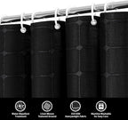 MitoVilla Black Boho Shower Curtains for Modern Bathroom Decor, Farmhouse Polyester Linen Fabric Cloth Shower Curtain with Tassel, 72 x 72