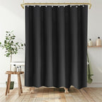 Boho Shower Curtain Set, Waterproof Fabric Shower Curtains, Luxury Hotel Style, Waffle Texture, Heavy Duty, Extra Long Bath Curtain, No Hook, Bathroom Decor, 72x60 Inch, Black