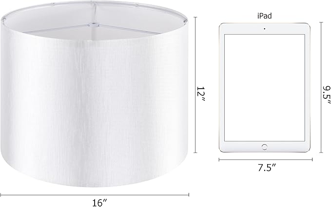 Silver-White Drum Lamp Shades Set of 2 Large Lampshade 16``Top x 16``Bottom x 12``High(Spider) Modern Lamp Shade for Table and Bedside Lamp - Lampshade Replacement ampshade