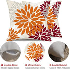 DFXSZ Orange Wine Red Flower Pillow Covers 16x16 Inch Set of 2 Outdoor Throw Pillows Outdoor Waterproof Decor for Living Room Sofa Patio Funiture Garden Floral Polyester Pillow Covers 002S16