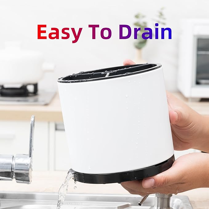 Utensil Holder,Kitchen Utensil Holder For Counter,Rotating Silverware Organizer Cooking Flatware Spoon Spatula Tool Cutlery Container Stainless Steel Caddy