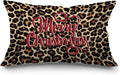 JINYO Leopard Print Merry Christmas Pillow Covers 12x20, Leopard Christmas Home Decor, Trendy Xmas Cheetah Holiday Lumbar Pillow Covers for Home Living Room Bedroom Sofa Couch