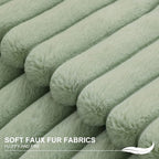 Pallene Faux Fur Plush Throw Pillow Covers 16x16 Set of 2, Luxury Soft Fluffy Striped Decorative Pillow Covers for Sofa, Couch, Living Room, Sage Green
