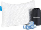 SUPA MODERN Cooling Bed Pillows for Sleeping 1 Pack Small Shredded Memory Foam Pillow Camping Travel Pillow - Compressible Medium Firm, Breathable Cover, ldeal Backpacking Hiking, Airplane and Car