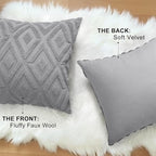 decorUhome Couch Throw Pillow Covers 18x18 Set of 2, Decorative Soft Plush Faux Wool Neutral Accent Pillow Covers for Bed Sofa Living Room, Grey