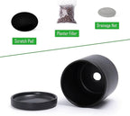 D'vine Dev Set of 2 Plants Pots, 3.5 Inch Ceramic Planter Pot for Plants with Drainage Hole and Saucer, Black, 94-V-A-2