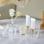 2 Pack Acrylic Bathroom Vanity Tray 7.9" and 9.6", Soap Dispenser Decorative Scalloped Tray for Bathroom Kitchen Living Room Decor Vanity Perfume