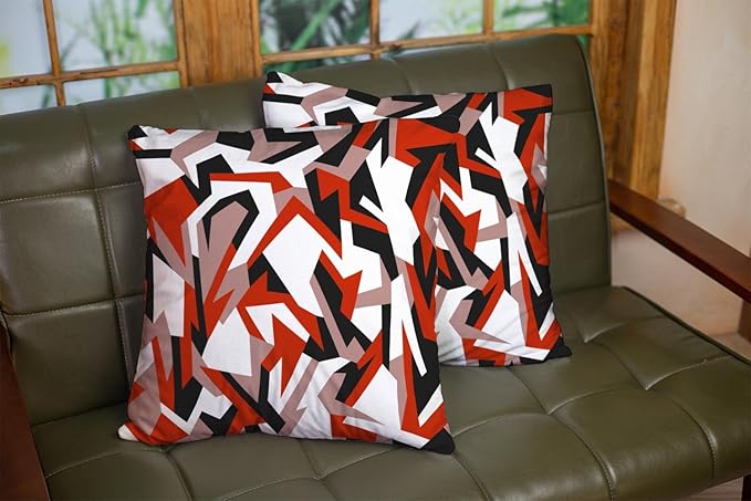 CAPSCEOLL Red Couch Pillow Covers Geometric Camo Abstract Modern Camo Urban White Brown Oil Painting 20X20 Inch Set of 2 Pillow Protector for Bedroom Sofa Living Room Décor Black Throw Pillow Cover