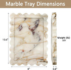 Genuine Calacatta Viola Scalloped Marble Tray, Real Natural Marble Stone Tray, Luxury Decorative Trays for Bathroom, Dresser, Vanity, Kitchen, Home Decor, 10.6" x 8", Calacatta Gold
