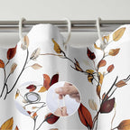 Brown Eucalyptus Leaves Shower Curtain Fall Leaf Floral Shower Curtains for Bathroom Waterproof Polyester Fabric Bath Curtain 72 x 72 Inch with 12 Hooks