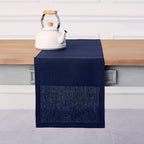 Solino Home Linen Navy Blue Table Runner 120 Inches Long - 100% Pure Linen Dining Table Runner 14 x 120 Inch for Fall, Autumn, Thanksgiving, Christmas, Holiday - Fete