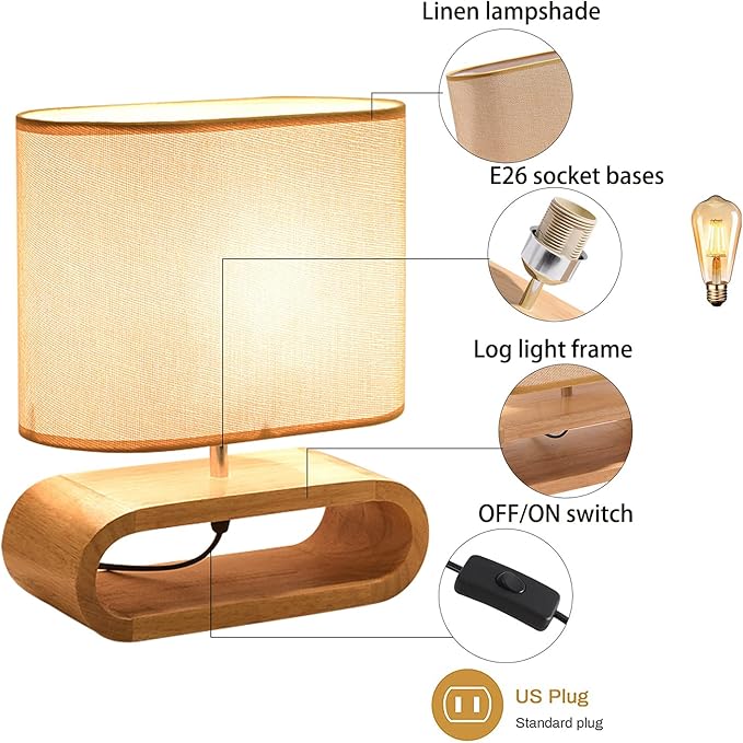 Eapmic Table Lamp,Bedside End Table Lamp Traditional Nightstand Desk Lamp Geometric Lamp with Shade for Living Bedroom Office (Modern,Style 1)