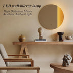 ONEWISH LED Wall Sconce, Dimmable Mirror Wall Lamp,16.93 inch Round Wall Lights for Bedroom with Memory Function, Wall Lamps for Living Room Entryway, Bronze
