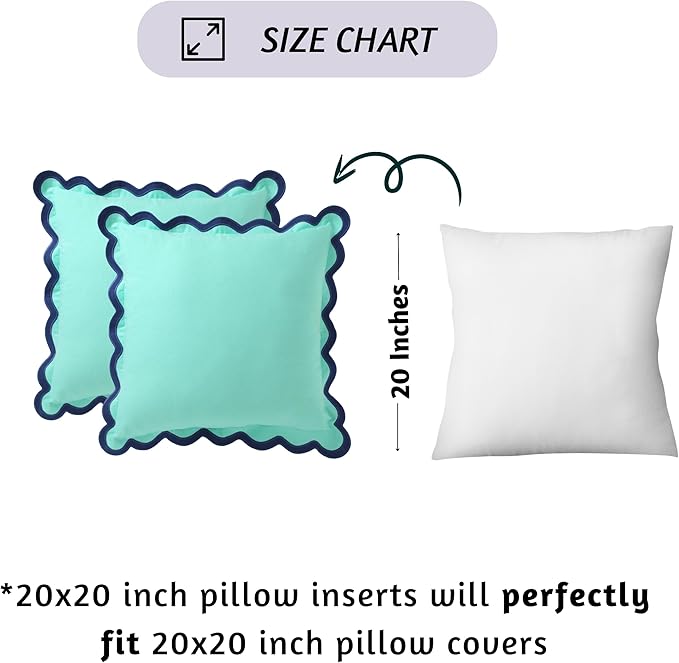 Folkulture Throw Pillow Covers 20x20, Set of 2 Cotton Scalloped Decorative Boho Couch Pillows, Gray