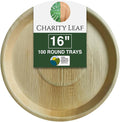 Charity Leaf Disposable Palm Leaf 16" Round Trays (100 pieces) Bamboo Like Serving Platters, Disposable Boards, Eco-Friendly Dinnerware For Weddings, Catering, Events Visit the Store