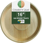 Charity Leaf Disposable Palm Leaf 16" Round Trays (100 pieces) Bamboo Like Serving Platters, Disposable Boards, Eco-Friendly Dinnerware For Weddings, Catering, Events Visit the Store