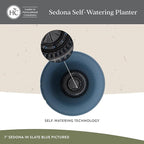 The HC Companies Sedona Round Self-Watering Pot - Lightweight Self Care Planter - Plastic Planter for Herbs & More - Durable Plant Pots for Indoor Plants & Outdoor Plants (14" Dusty Teal, Pack of 2)