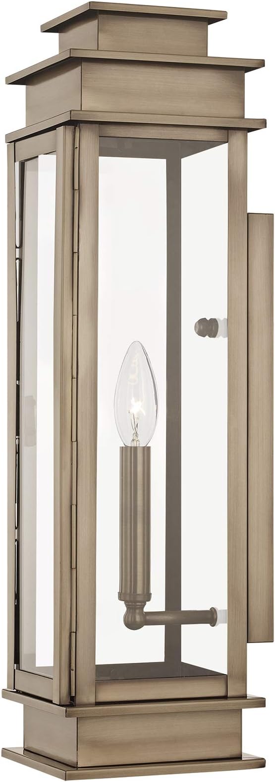 Livex Lighting 20207-29 Transitional One Light Outdoor Wall Lantern from Princeton Collection in Pwt, Nckl, B/S, Slvr. Finish, Vintage Pewter