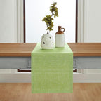 Solino Home Linen Table Runner 108 Inches Long - Athena, 100% Pure Linen Chambray Lime Green Dining Table Runner 14 x 108 Inch