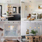 Plug in Pendant Light Hanging Light Fixture Corded On/Off Switch Brass Pendant Light with Amber Striped Glass Lampshade for Bedroom Living Room Kitchen Island