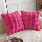 MANDIOO Pack of 2 Thick Plush Wool Decorative Throw Pillow Covers Super Soft Wave Bubble Fur Velvet Cushion Covers Pillow Shams for Couch Bed Living Room 18x18 Inch Hot Pink