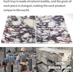 Natural Marble Tray, Coffee Table, Food, Fruit, Paper Cup, Cake Display, Coffee bar, Family Gatherings, Seasonal Holiday Decoration Tray(Viola-rectangle-11 x5 x0.7)