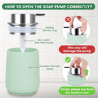 Green Bathroom Accessories Set - 4 Pcs Bathroom Accessory Set with Toothbrush Holder,Lotion Soap Dispenser,Qtip Holder Dispensr & Vanity Tray,Bathroom Countertop Vanity Oganizer - Green