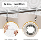 AmazerBath Boho Shower Curtain for Bathroom, 72x72 Beige Shower Curtain with Tassels, Modern Farmhouse Shower Curtain Set with Hooks, Neutral Faux Linen Light Tan Toned, Water Repellent