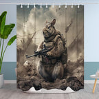 Modern Cute Shower Curtain Abstract Squirrel Theme Bathroom Bathtubs Fabric Aesthetic Shower Curtain Set with 10 Hooks 72 x 60 inches Waterproof Machine Washable Grey and Black