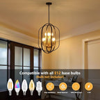 Black and Gold Chandelier for Dining Room, 8-Light Farmhouse Entryway Light Fixture Adjustable Pendant Lights Kitchen Island Rustic Kitchen Chandelier for Entryway, Living Room, Foyer