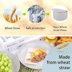 Supernal 16pcs Grey Wheat Straw Plates,Hard Plastic Plates Reusable,Unbreakable Dinner Plates,Reusable Plastic Plates,Deep Dinner Plates,Dishwasher & Microwave Safe for Camping, Picnic