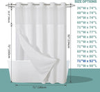 White No Hook Waffle Weave Shower Curtain with snap-in Liner Replacement, 230GSM Waterproof Fabric Hotel Shower Curtain Set for Bathroom, Through Mesh Top Window,71Wx92H