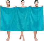 American Soft Linen 35x70 Jumbo Large Bath Towels, 600 GSM 100% Cotton Turkish Bath Sheet, Oversized Luxury Bath Towels for Bathroom Beach and Pool, Aqua Blue