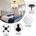 Semi Flush Mount Ceiling Light Fixture Black 4-Light Modern Chandelier Ceiling Light Fixtures Mount with White Drum Fabric Shade 12.6 inch Close to Ceiling Lighting for Foyer,Kitchen, Entryway
