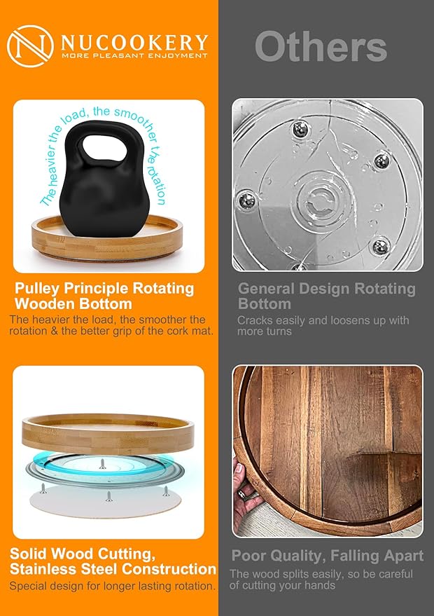 Nucookery 360° Rotating Utensils Holder, 8.2" Extra High Large Ceramic Kitchen Utensil Holder with Countertop-Protection Cork Bottom, Top Gathering Kitchen Decor for Counter (Black)