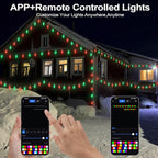 Christmas Outdoor Lights C9 33FT 50 LEDs, Smart APP Remote Control RGB String Lights Plug in, DIY Chasing Xmas Lights, Color Changing with Timer & Music Sync for Holiday Xmas Tree Decoration