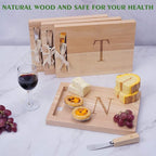 Miicol Wood Charcuterie Board, Monogram Cheese Board 10 Inch, Personalized Initial Cutting Board with Spreader, Unique Housewarming Gift, Ideal for Kitchen, Home, Letter N