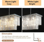 Rectangular Crystal Chandeliers for Dining Room, Modern Farmhouse Oval 16-Light Silver Linear Crystal Pendant Light for Kitchen Island Bar Living Room(L39inch)