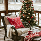 Christmas Chenille Pillow Covers 20x20 Set of 2, Reversible Snowflake & Tree Design, Cozy Farmhouse Holiday Throw Pillowcases with Hidden Zipper for Sofa, Couch and Bed(Red,20x20)