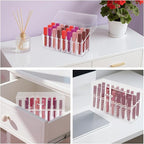 Acrylic Lip Gloss Organizer & Beauty Makeup Holder for Drawer, Cosmetics Pallets Countertop Clear Storage, 24 Space Organization Container Storage for Tall Lip Gloss, Clear