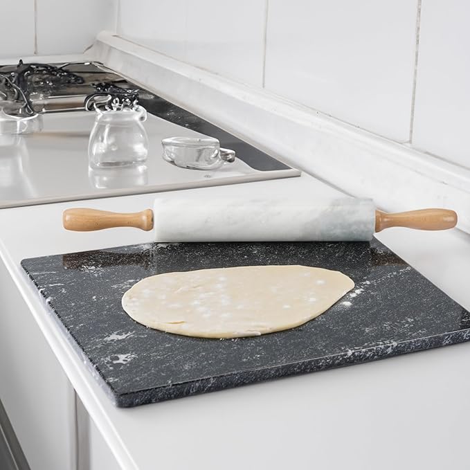 Koville Brazilian Natural Marble Cutting Board for Kitchen, 16x20inch Extra Large Hand Crafted Marble Slab for Cheese, Charcuterie, Pastry Board - Wedding Gift, House Warming Gift