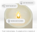 Luminara Realistic Artificial Moving Flame Outdoor Pillar Candle - Moving Flame LED Battery Operated Lights for Outside Christmas, Thanksgiving - Remote Ready - Remote Sold Separately - 3.25" x 8.5"