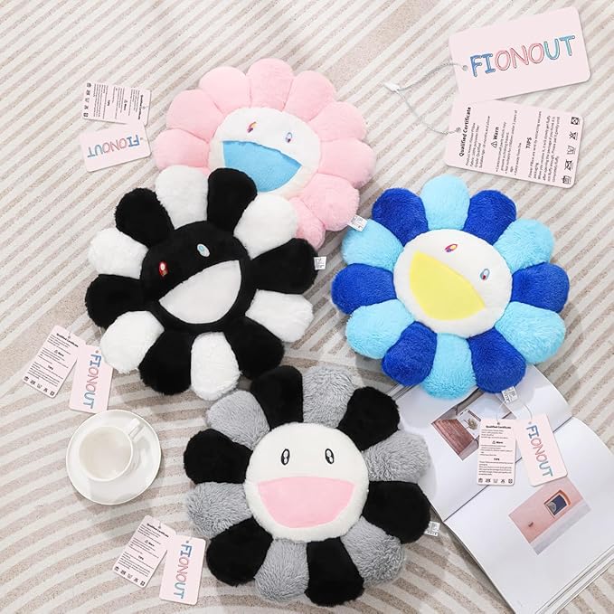 Flower Pillow, Daisy Shaped Throw Pillow, Flower Face Floor Cushions Floor Pillow, Colorful Sunflower Plush Pillow, Cute Room Decor Decorative Pillows for Sofa Bedroom Car (40cm/15.7in)