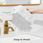 Luxspire Resin Toothbrush Holder, 5 Slots Hygienic Handmade Toothbrush Storage Stand Dispenser Bathroom Organizer Set for Toothpaste, Razor - Ink White