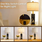 26.5" Farmhouse Table Lamp Set of 2, 3-Way Dimmable Touch Control Bedside Lamps Vintage Rustic Side Table Nightstand Lamps for Bedroom Living Room Study Room (Gold-Blue)