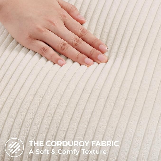 Mecatny Corduroy Decorative Christmas Throw Pillow Covers 18x18 Set of 2 for Sofa Living Room, Soft Neutral Boho Couch Pillow Covers for Home Decor, Cream White