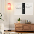 Ambimall Remote Control Floor Lamp, Stepless Dimmable, 64 Inches Tall, Include 9W Bulb, Standing Lamp for Living Room Bedroom Office (Pink & Black)