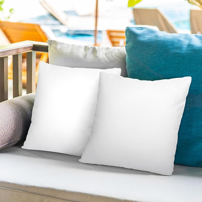 Pack of 4 16x16 Outdoor Pillow Inserts, Water Resistant Throw Pillow Inserts, Cushion Inner Pads for Patio, Furniture, Sofa, Bed, Living Room, Garden Decorative Waterproof Pillow Inserts